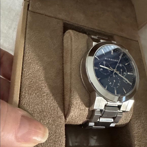 Burberry Silver Watch with Blue Face-BU9363 - Picture 5 of 14